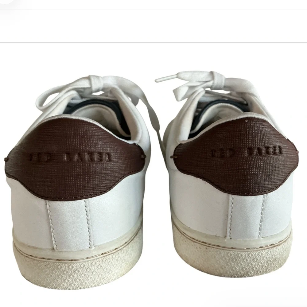 Ted Baker Men's White Low Top Leather Sneakers Size 10.5